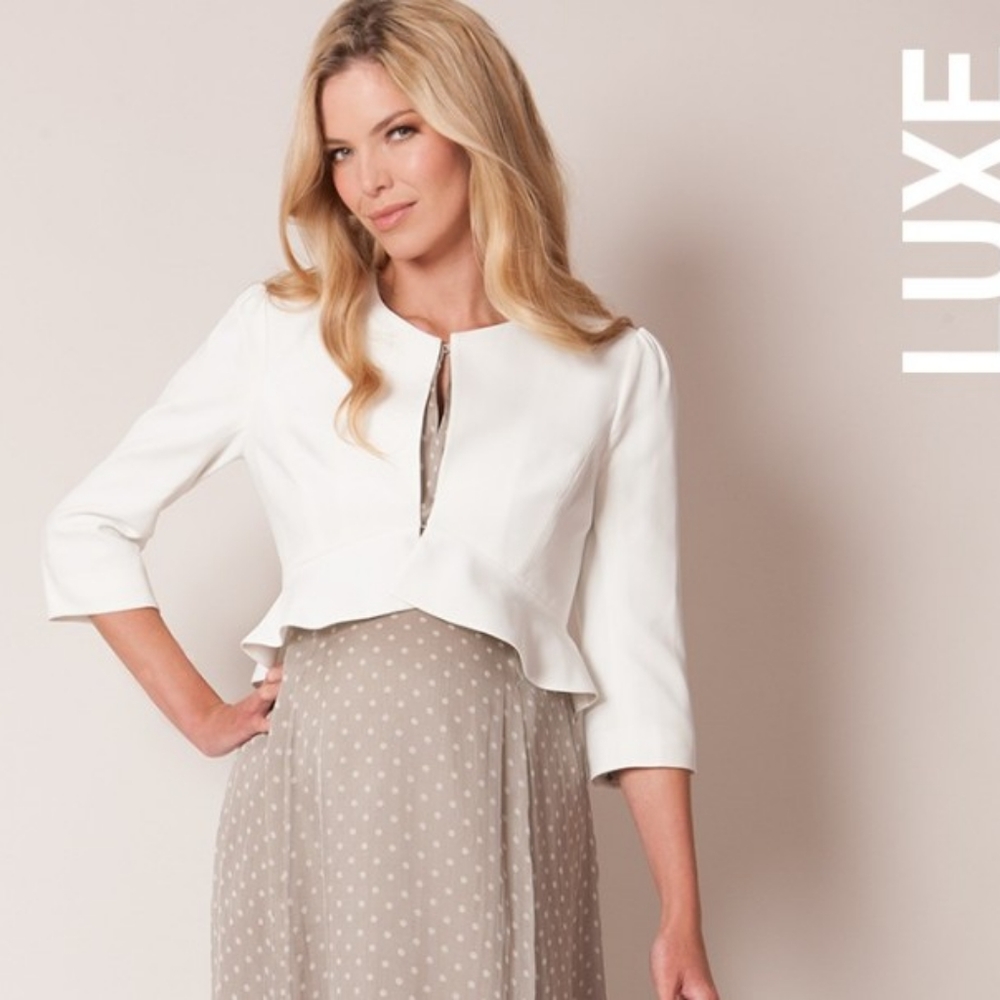 NWT Seraphine Ivory Cropped Maternity Jacket 12